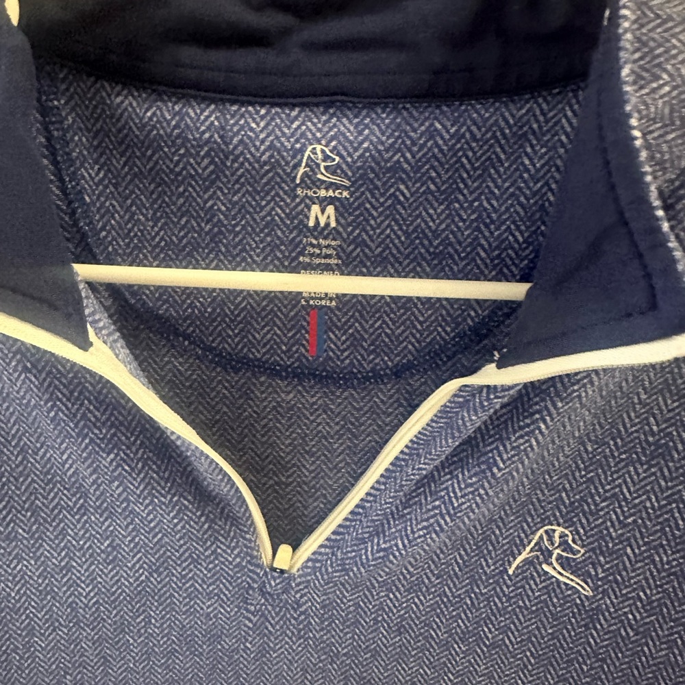 Rhoback Blue Herringbone Quarter-Zip